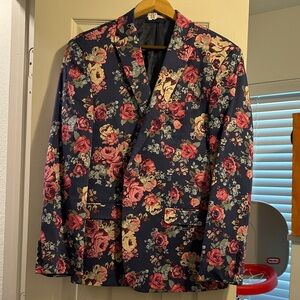 Bar III Floral Blazer - Navy and Pink